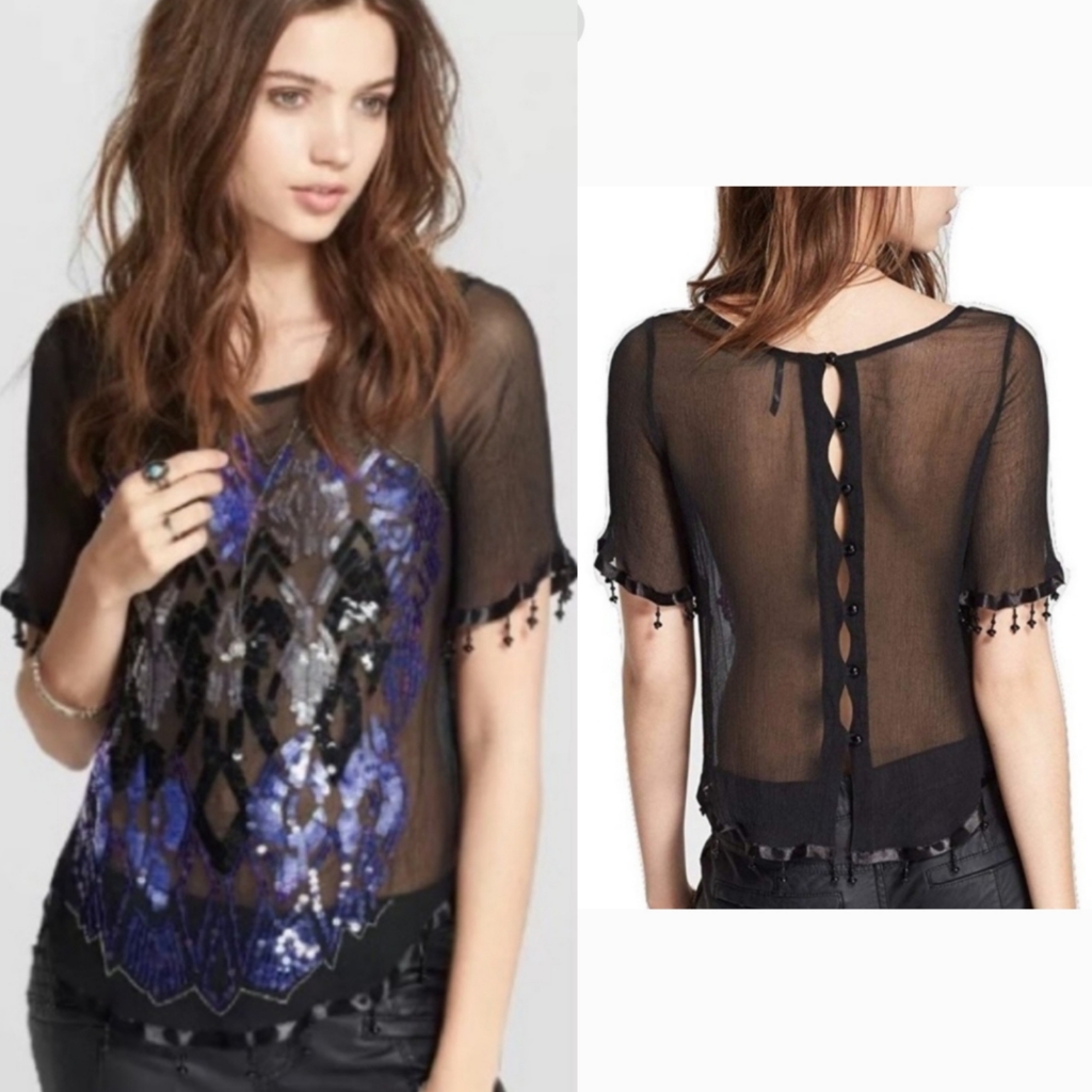 Free People Talk That Talk Sequins Top
